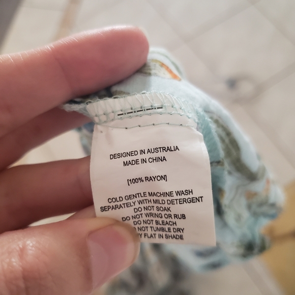 Anthropologie Abel the Label Floral‎ Blue Maxi Dress Shirred top Tiered Skirt M - Picture 8 of 9